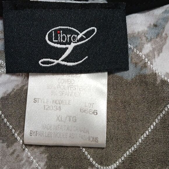 Libra multi print tunic black white tan  blouse Sz XL - Picture 8 of 9